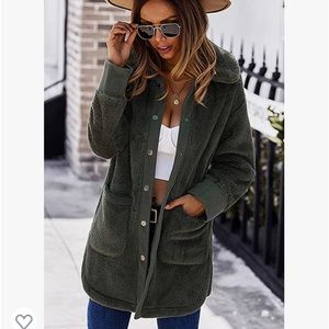 Ecowish Army Green Sherpa Jacket